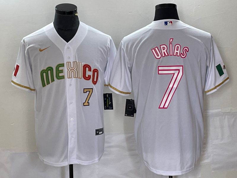 Men 2023 World Cub Mexico #7 Urias White Nike MLB Jersey style 22